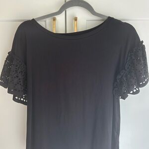 Express Black Eyelet Sleeve Tee
